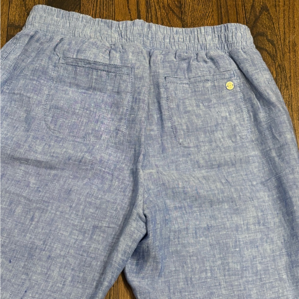 Lilly Pulitzer Chambray Blue Elastic linen Waist Pants women’s sz medium (8-10) - Picture 7 of 8